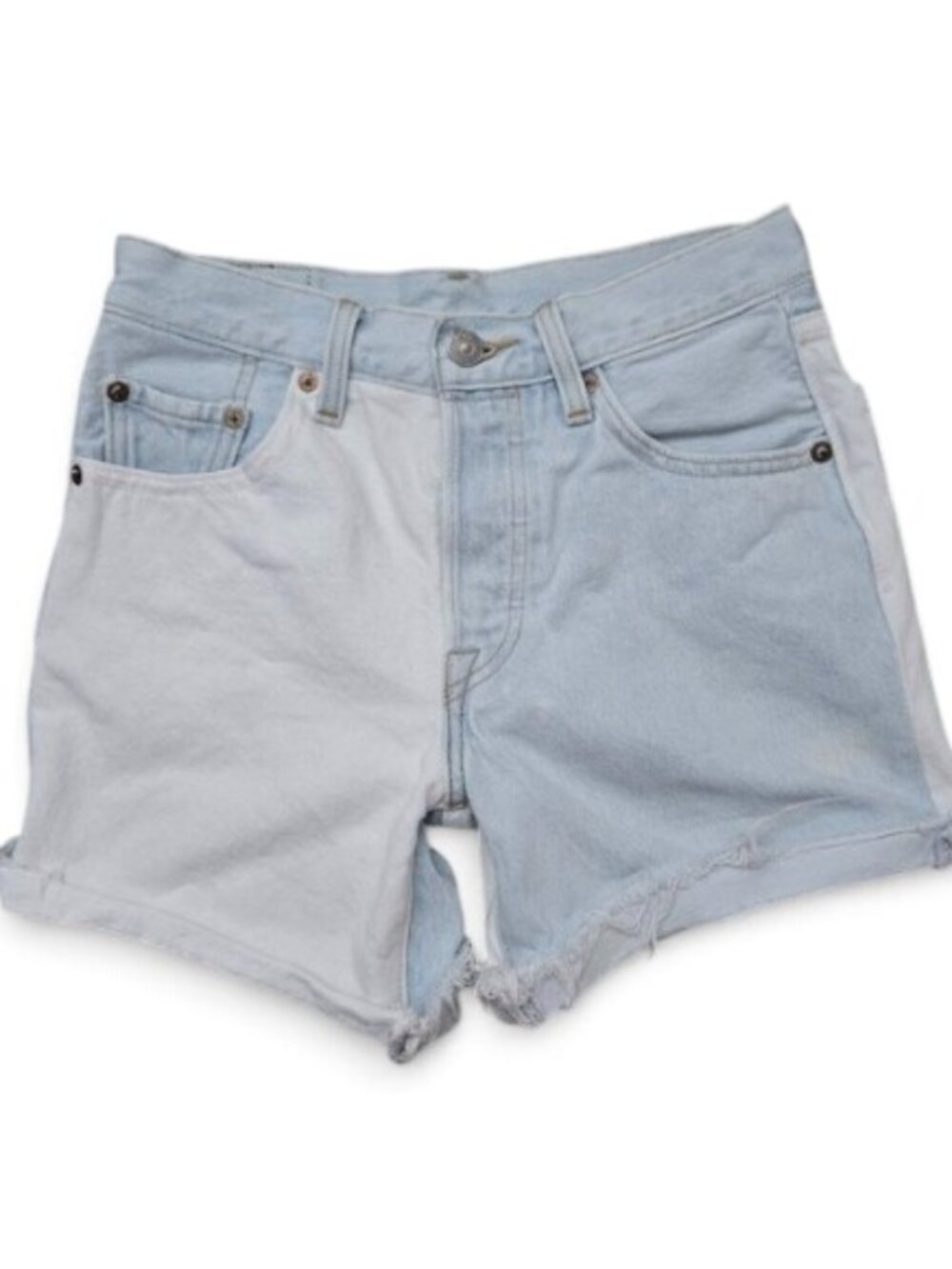 Levi's 501 Color Panel Cut Off Jean Shorts Women's Y2K Two Tone Cotton Retro 24